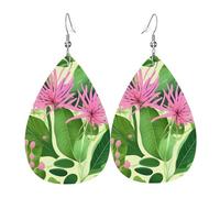 Orecchini in pelle a goccia con fiori rosa, accessori da donna, orecchini versatili adatti per pendolari e viaggi.