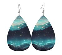 Orecchini in pelle a goccia con stelle di fantascienza, accessori da donna, orecchini versatili adatti per pendolarismo e viaggi.