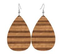 Orecchini in pelle a goccia con texture in legno originale, accessori da donna, orecchini versatili adatti per pendolari e viaggi.