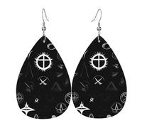 Orecchini in pelle a goccia in bianco e nero, accessori da donna, orecchini versatili adatti per pendolari e viaggi.