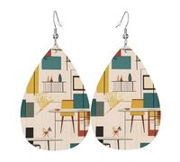 Orecchini in pelle a goccia moderni di metà secolo, accessori da donna, orecchini versatili adatti per pendolari e viaggi.