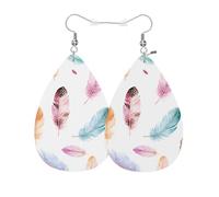 Orecchini In Pelle A Goccia Per Donne Colorful Feathers Squisito Orecchini Moda Ciondolo A Goccia Per Appuntamenti Feste Matrimoni