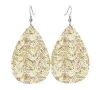 Orecchini In Pelle A Goccia Per Donne Gold And Black Vintage Flower Pai-Sley Pattern Squisito Orecchini In Pelle Penzolare Lussuoso Ciondolo Con Pendente A Goccia Per Appuntamenti Feste Balli