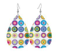 Orecchini In Pelle A Goccia Per Donne Modern Mid Century Circles Pattern Colorful Moda Orecchini Da Donna Eleganti Ciondolo A Goccia Per Matrimoni Appuntamenti Feste