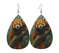 Orecchini In Pelle A Goccia Per Donne Playful Red Panda In Tree Moda Orecchini Da Donna Squisito Ciondolo A Goccia Per Matrimoni Uso Quotidiano Balli