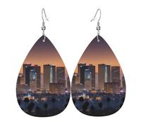 Orecchini in pelle a goccia per le donne di Los Angeles Skyline stampa orecchini pendenti in pelle leggera regalo alla moda, taglia unica, pelle, nessuna pietra preziosa, One Size, Pelle, Nessuna
