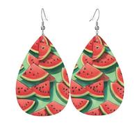 Orecchini in pelle a goccia per le donne mature anguria a fetta stampa leggera in pelle orecchini pendenti regalo alla moda, One Size, Pelle, Nessuna pietra preziosa