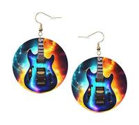 Orecchini in pelle alla moda a forma di chitarra elettrica magica, da donna, pendenti, 1 paio di orecchini leggeri stampati per piercing, idea regalo per donne e ragazze
