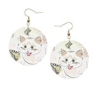 Orecchini in pelle alla moda a forma di gatto, da donna, pendenti, 1 paio di orecchini leggeri stampati per piercing, idea regalo per donne e ragazze
