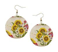 Orecchini in pelle alla moda con api girasoli margherita fiori rosa per le donne pendenti 1 paio di orecchini piercing leggeri stampati gioielli regali per donne ragazze