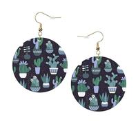 Orecchini in pelle alla moda con cactus succulenta per le donne pendenti 1 paio di orecchini piercing leggeri stampati gioielli regali per donne ragazze
