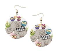Orecchini in pelle alla moda con elefanti e gufi in stile cartone animato per le donne pendenti 1 paio di orecchini piercing leggeri stampati gioielli regali per donne ragazze