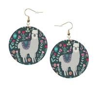 Orecchini in pelle alla moda con fiore e alpaca, da donna, pendenti, 1 paio di orecchini leggeri stampati per piercing, idea regalo per donne e ragazze