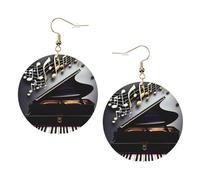 Orecchini in pelle alla moda con note musicali e pianoforti, da donna, 1 paio di orecchini leggeri stampati per piercing, idea regalo per donne e ragazze
