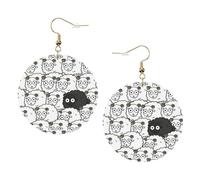 Orecchini in pelle alla moda con pecore bianche e nere del fumetto per le donne ciondola 1 paio di orecchini piercing leggeri stampati gioielli regali per donne ragazze