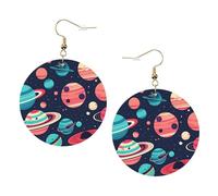 Orecchini in pelle alla moda con pianeti spaziali per donne pendenti 1 paio di orecchini piercing leggeri stampati gioielli regali per donne ragazze