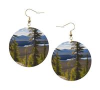 Orecchini in pelle alla moda con stampa di alce di pino di montagna per le donne 1 paio di orecchini piercing leggeri stampati gioielli regali per donne ragazze