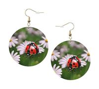 Orecchini in pelle alla moda da donna a forma di coccinella margherita pendenti 1 paio di orecchini piercing leggeri stampati gioielli regali per donne ragazze