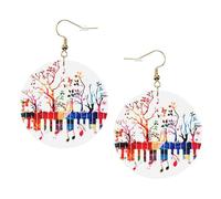 Orecchini in pelle alla moda da donna con tastiera colorata a forma di pianoforte, note musicali, 1 paio di orecchini leggeri stampati per piercing, idea regalo per donne e ragazze