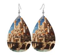 Orecchini in pelle Anime Castle Sky, accessori da donna, adatti per l'uso quotidiano, pendolari e viaggi.