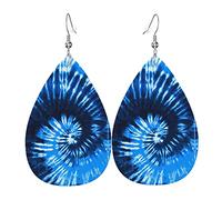 Orecchini In Pelle Blue Tie Dye Orecchino In Ecopelle Decorazioni Per Feste Moda Orecchini A Goccia, Per Birthday, Wedding, Valentine'S Day