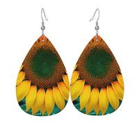 Orecchini in pelle bohémien con pendente a goccia arcobaleno e girasole, idea regalo per occasioni come compleanni