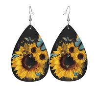 Orecchini In Pelle Butterflies And Sunflowers Orecchini Pendent Divertenti Leggera Orecchino In Pelle Per Tutti I Giorni Decorazioni Carnevale