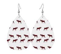 Orecchini In Pelle Christmas Buffalo Plaid Moose Orecchino In Ecopelle Moda Classico Orecchini A Goccia, Per Wedding, Valentine'S Day, Party
