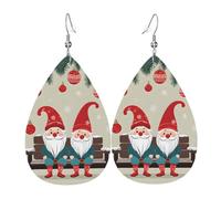 Orecchini In Pelle Christmas Gnomes Print Orecchino In Ecopelle Confortevoli Classico Orecchini A Goccia Lunghi, Per Le Donne, Carnevale, Birthday
