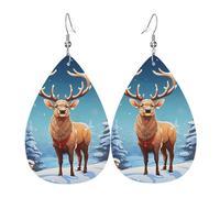 Orecchini In Pelle Christmas Tree Elk Orecchino In Ecopelle Confortevoli Decorazioni Per Feste Orecchini A Goccia Lunghi, Per Birthday, Carnevale, Wedding