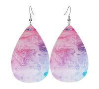 Orecchini in pelle colorata con marmo pastello rosa blu viola per donne pendenti, orecchini a goccia piercing gioielli leggeri regali per donne ragazze