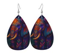 Orecchini In Pelle Colorful Elephant In The Forests At Starry Orecchini Pendent Leggera Penzolare Orecchino In Pelle Per Donne Feste Ragazze