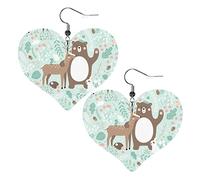 Orecchini in pelle con animali della foresta, orecchini pendenti semplici da donna per lei