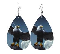 Orecchini in pelle con aquila sotto le stelle, accessori da donna, adatti per l'uso quotidiano, pendolari e viaggi.