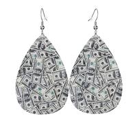 Orecchini in pelle con banconote da un dollaro per le donne Ciondolo con pendente a goccia con gancio Regali per ragazza adulta