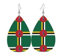 Orecchini in pelle con bandiera del Commonwealth della Dominica, orecchini in stile europeo e americano per giovani donne, regali di compleanno/regali di San Valentino