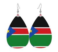 Orecchini in pelle con bandiera del Sud Sudan, orecchini in stile europeo e americano per giovani donne, regali di compleanno/San Valentino