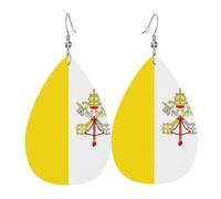 Orecchini in pelle con bandiera del Vaticano, orecchini in stile europeo e americano per giovani donne, regali di compleanno/regali di San Valentino
