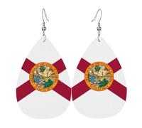 Orecchini in pelle con bandiera della Florida, gioielli con ciondolo a forma di goccia, accessori da donna versatili ed eleganti.
