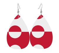 Orecchini in pelle con bandiera della Groenlandia, orecchini in stile europeo e americano per giovani donne, regali di compleanno/San Valentino