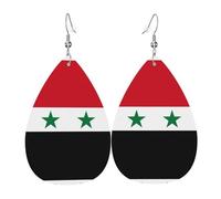 Orecchini in pelle con bandiera della Repubblica araba siriana, orecchini in stile europeo e americano per giovani donne, regali di compleanno/San Valentino