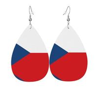 Orecchini in pelle con bandiera della Repubblica Ceca, orecchini in stile europeo e americano per giovani donne, regali di compleanno/San Valentino