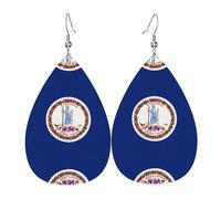 Orecchini in pelle con bandiera della Virginia, orecchini in stile europeo e americano per giovani donne, regali di compleanno/San Valentino