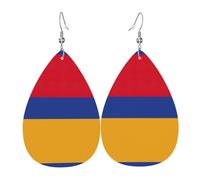 Orecchini in pelle con bandiera dell'Armenia, da donna, con pendente a goccia, accessori alla moda, per uso quotidiano e feste, Misura unica, Pelle