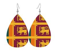 Orecchini in pelle con bandiera dello Sri Lanka, orecchini in stile europeo e americano per giovani donne, regali di compleanno/regali di San Valentino