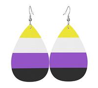 Orecchini in pelle con bandiera dell'orgoglio non binario per le donne Orecchini pendenti in finta pelle Orecchini pendenti leggeri vintage per le donne