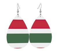 Orecchini in pelle con bandiera dell'Ungheria, da donna, con pendente a goccia, accessori alla moda, per uso quotidiano e feste, Misura unica, Pelle