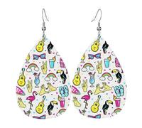 Orecchini in pelle con ciondolo a forma di lacrime con orecchie colorate a forma di chitarra, stile cartone animato, Natale, Halloween, donna, regalo alla moda, per feste, amici, matrimonio