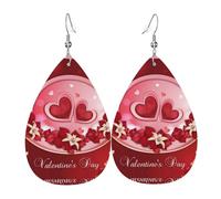 Orecchini in pelle con ciondolo a goccia con scritta "Happy Valentine's Day", leggeri e versatili, adatti per spostamenti quotidiani e appuntamenti
