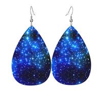 Orecchini in pelle con ciondolo a goccia con stelle blu brillanti | Orecchini leggeri e versatili | adatti per spostamenti quotidiani e appuntamenti